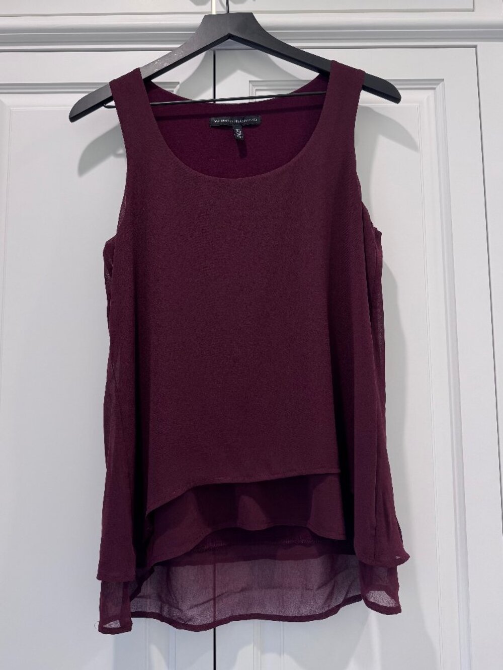 White House Black Market/WHBM Burgundy/Wine Layered Chiffon Tank Top Shell XS